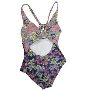 Boden Floral Paisley Print One Piece Swimsuit Cut Out‎ Twist Front Size 12 454